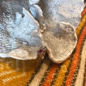 Vintage silver ring with red gem